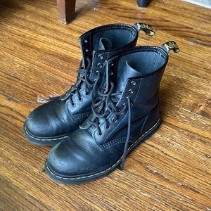 Dr. Martens Black Boots with Yellow Stitching